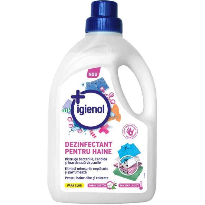 Detergenti pentru rufe - Dezinfectant lichid pentru haine, 1.5L, fresh, Igienol - Distruge bacterii/fungi/virusi Detergenti pentru rufe - Dezinfectant lichid pentru haine, 1.5L, fresh, Igienol - Distruge bacterii/fungi/virusi