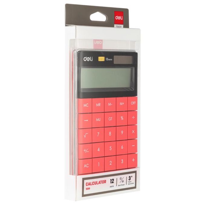 Calculatoare de birou - Calculator de birou, 12 digiti, rosu, Deli Modern