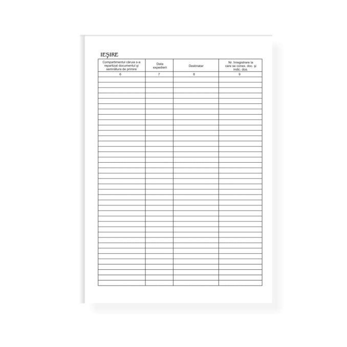 Tipizate - Registru intrare iesire, A4, tipar fata/verso, orizontal, 100 file/carnet