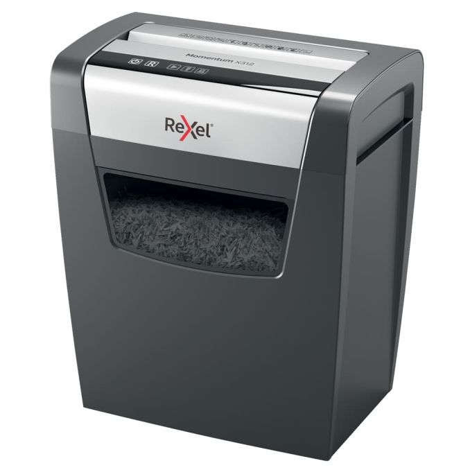 Distrugatoare de documente, accesorii - Distrugator documente, 12 coli, P3, cross-cut, Rexel Momentum X312