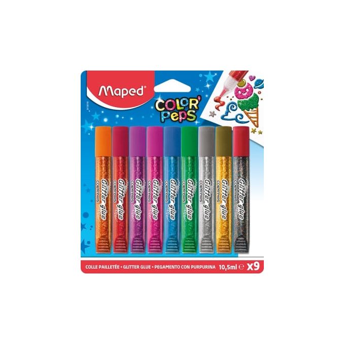 Alte accesorii - Adeziv lichid, cu slipici, 9 culori/set, Maped Color'Peps Alte accesorii - Adeziv lichid, cu slipici, 9 culori/set, Maped Color'Peps
