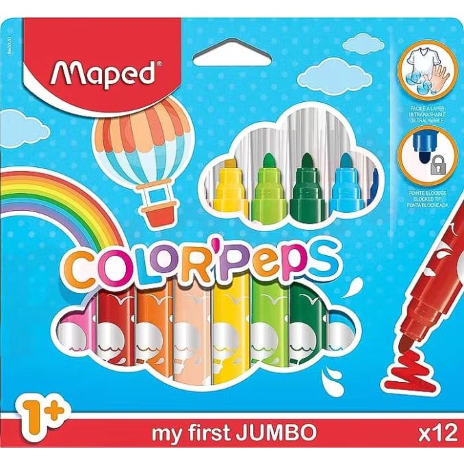 Carioci - Carioca, 12 culori/set, Maped Color`Peps My First Jumbo