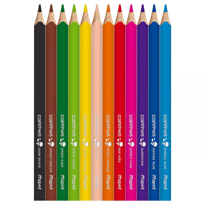 Creioane colorate si Cerate - Creioane colorate, 12 culori/set, Maped Color`Peps My First Jumbo