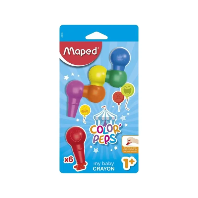 Creioane colorate si Cerate - Creioane cerate, 6 culori/set, Maped Color`Peps Baby Creioane colorate si Cerate - Creioane cerate, 6 culori/set, Maped Color`Peps Baby