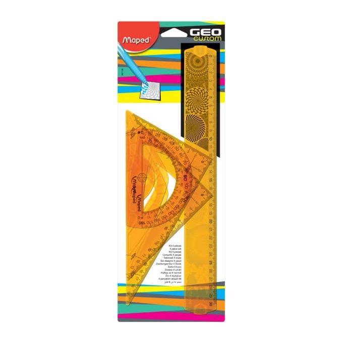 Instrumente geometrie - Set geometrie, 4 piese, 30 cm, Maped GeoCustom