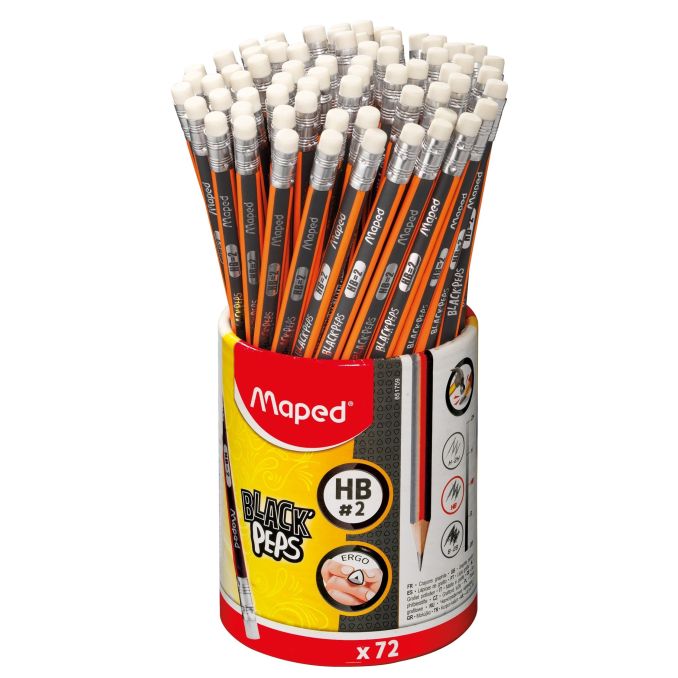 Creioane mecanice si grafit scoala - Creion grafit, Hb, cu radiera, 72 buc/set Maped Black`Peps Creioane mecanice si grafit scoala - Creion grafit, Hb, cu radiera, 72 buc/set Maped Black`Peps