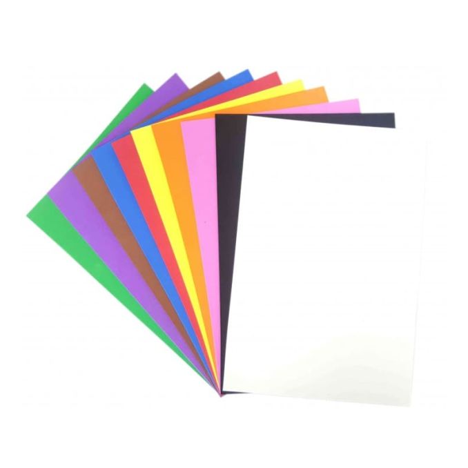 Hartie gumata A4, 2 mm, diverse culori, 10 coli/set, Standard Hartie gumata A4, 2 mm, diverse culori, 10 coli/set, Standard