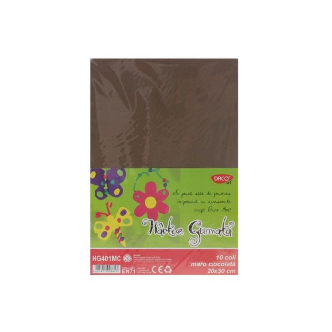 Produse - Hartie gumata A4, 20x30 cm, 10 coli/set, maro, Daco Produse - Hartie gumata A4, 20x30 cm, 10 coli/set, maro, Daco