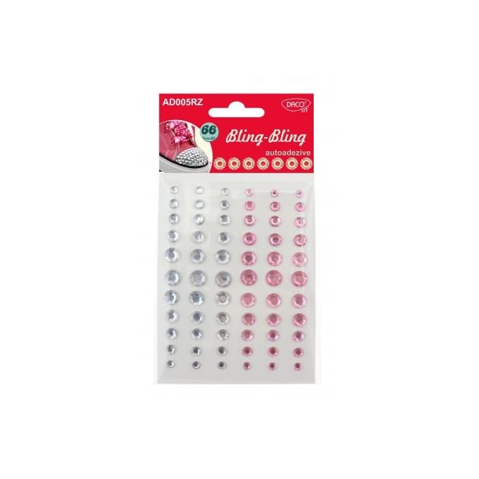 Produse - Accesorii creatie, imitatie diamante, 66 buc/set, roz, Daco Produse - Accesorii creatie, imitatie diamante, 66 buc/set, roz, Daco