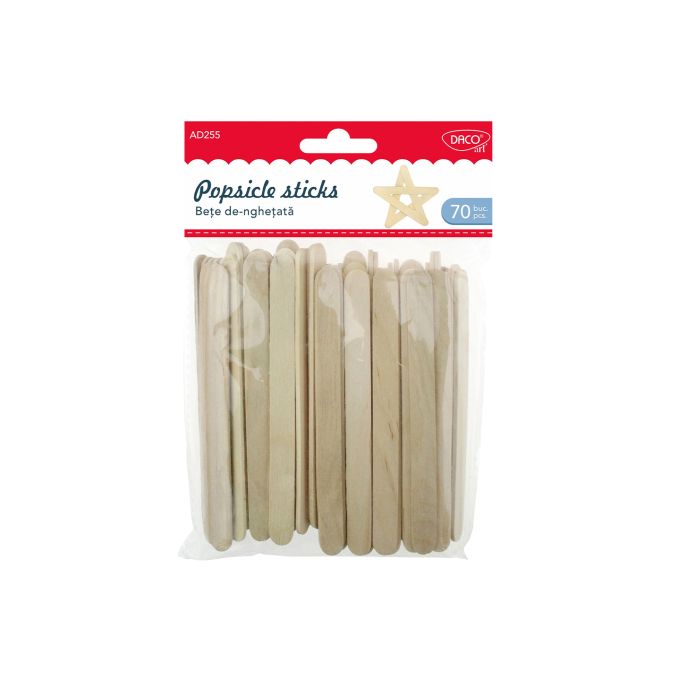 Produse - Accesorii creatie, betisoare de inghetata, 11.2x1 cm, lemn, 70 buc/set, natur, Daco Produse - Accesorii creatie, betisoare de inghetata, 11.2x1 cm, lemn, 70 buc/set, natur, Daco