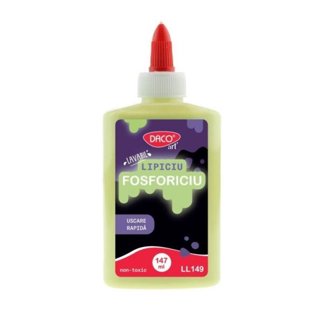 Adezivi si benzi adezive - Lipici colorat, fosforescent, uscare rapida, 147 ml, diferite culori, Daco Adezivi si benzi adezive - Lipici colorat, fosforescent, uscare rapida, 147 ml, diferite culori, Daco