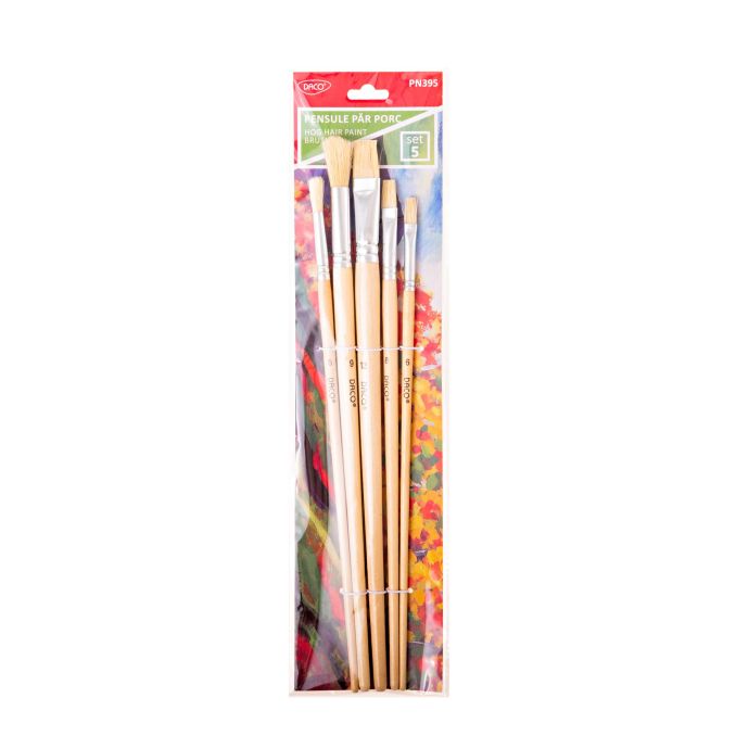 Produse - Pensule, par porc, varf rotund si drept, 5 buc/set, Daco Produse - Pensule, par porc, varf rotund si drept, 5 buc/set, Daco