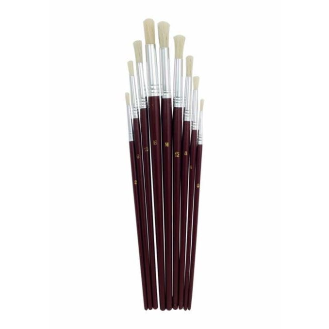 Pensule, par porc, varf rotund, 9 buc/set, Standard Pensule, par porc, varf rotund, 9 buc/set, Standard