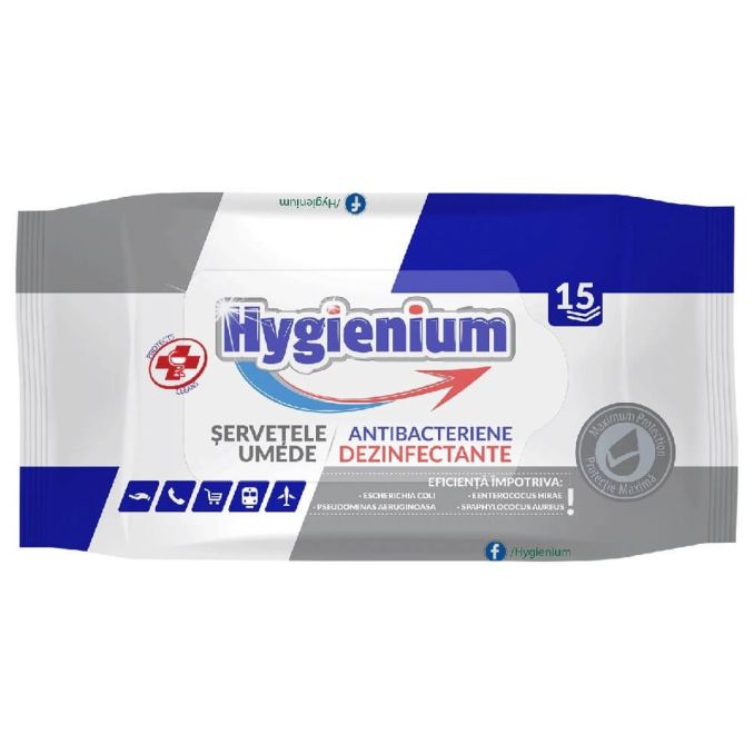 Hartie igienica, prosoape si servetele - Servetele umede antibacteriene si dezinfectante, de buzunar, 15 buc/pachet, Hygienium - produs BIOCID Hartie igienica, prosoape si servetele - Servetele umede antibacteriene si dezinfectante, de buzunar, 15 buc/pachet, Hygienium - produs BIOCID