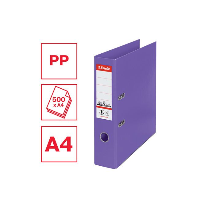 Bibliorafturi - Biblioraft plastifiat int-ext A4, 75mm, mov, Esselte Standard No.1
