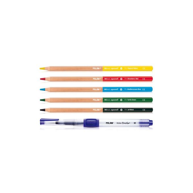 Creioane colorate si Cerate - Creioane colorate, cu acuarela si pensula cu rezervor, 5 culori/set, diferite culori, Milan Creioane colorate si Cerate - Creioane colorate, cu acuarela si pensula cu rezervor, 5 culori/set, diferite culori, Milan
