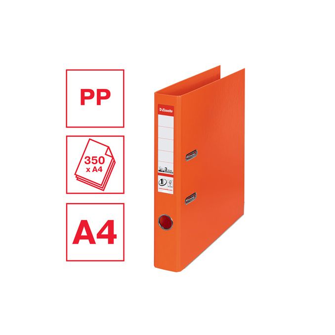 Bibliorafturi - Biblioraft plastifiat int-ext A4, 50mm, portocaliu, Esselte Standard No.1
