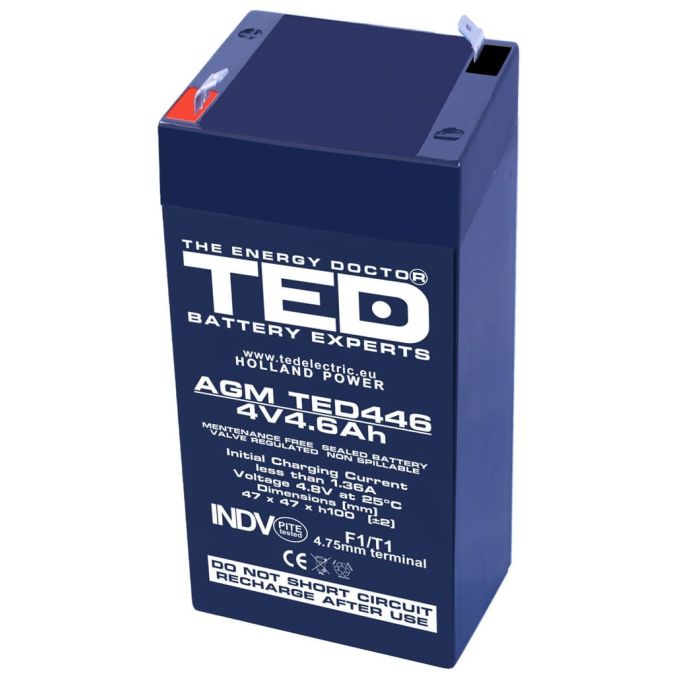 Servere, UPS - Acumulator stationar, 4V, 4.6Ah, F1 AGM VRLA, TED Electric Servere, UPS - Acumulator stationar, 4V, 4.6Ah, F1 AGM VRLA, TED Electric