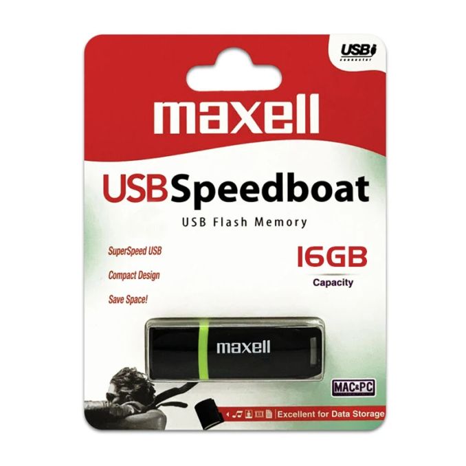 Memorii usb - Memorie stick USB 2.0, 16Gb, negru-verde, Maxell Speedboat Memorii usb - Memorie stick USB 2.0, 16Gb, negru-verde, Maxell Speedboat