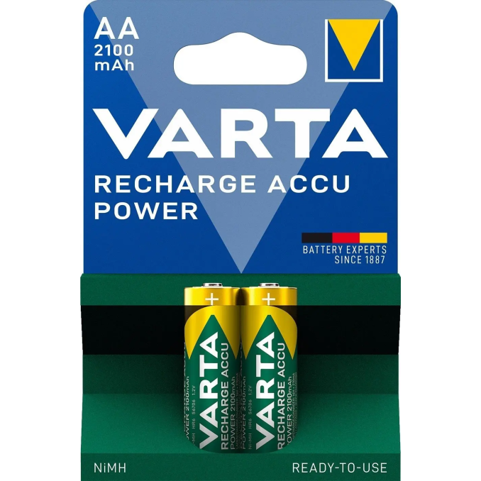 Baterii, acumulatori si incarcatoare - Acumulatori AA (R6), 1.2V, 2100mAh, Ni-MH, 2 buc/set, Varta