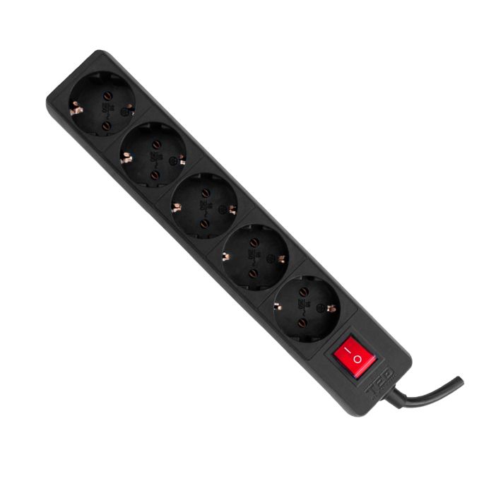 Iluminat si electrice - Prelungitor, 5 prize schuko, 5m, cablu 3x1.5mm, intrerupator, negru, TED Electric