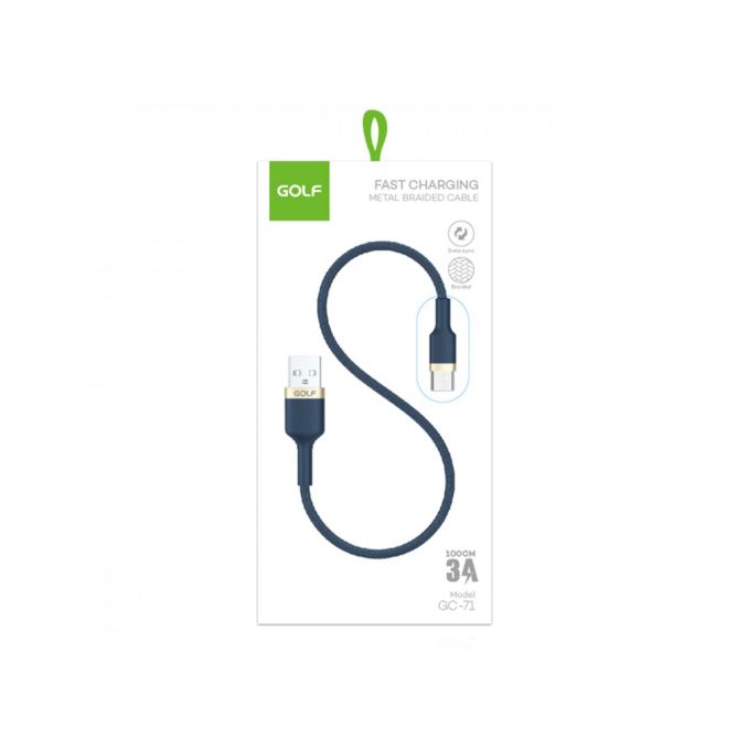 Cabluri si accesorii - Cablu USB - microUSB, faste charge, metal braided, albastru, Golf GC-71m
