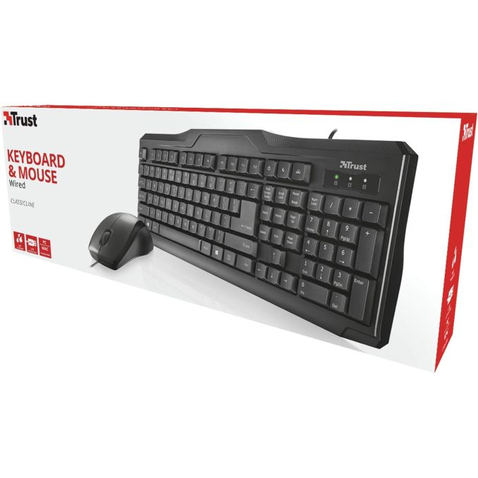 Periferice PC - Kit tastatura + mouse USB, negru, Trust Classicline Periferice PC - Kit tastatura + mouse USB, negru, Trust Classicline