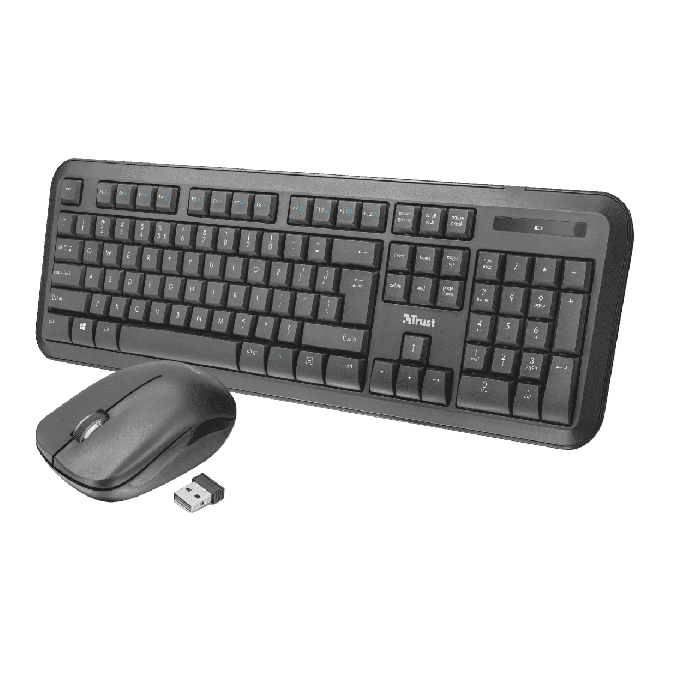 Periferice PC - Kit tastatura + mouse Wireless, 2.4 GHz, negru, Trust Nova