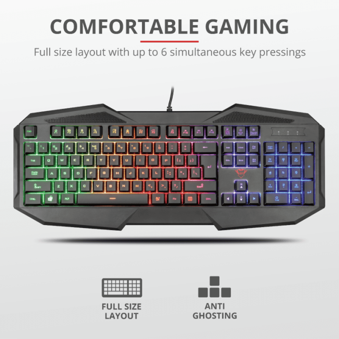 Periferice PC - Tastatura USB, gaming, negru, Trust GXT