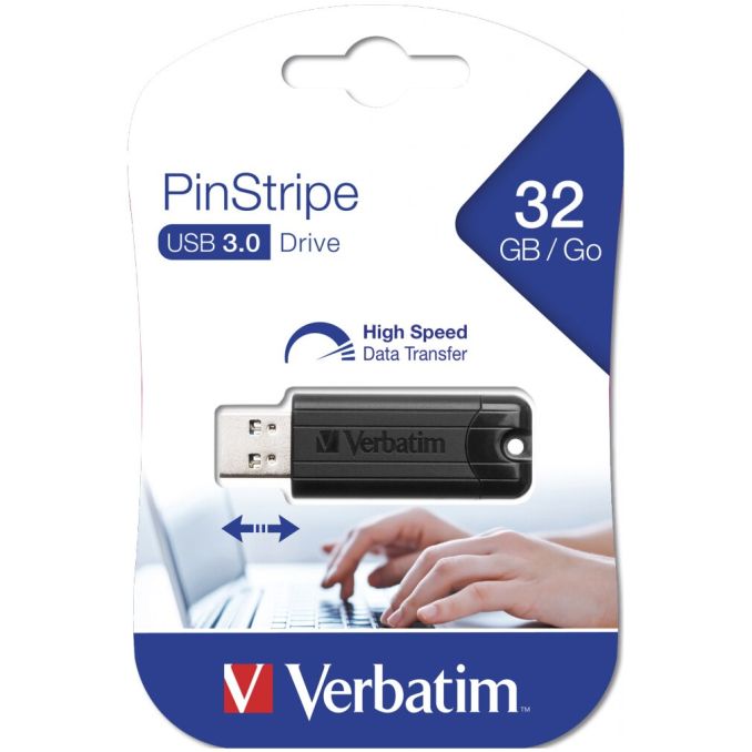 Memorii usb - Memorie stick USB 3.0, 32GB, V3, negru, Verbatim Pinstripe