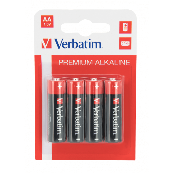 Baterii, acumulatori si incarcatoare - Baterii alcaline AA (LR6), 1.5V, 4 buc/set, Verbatim Baterii, acumulatori si incarcatoare - Baterii alcaline AA (LR6), 1.5V, 4 buc/set, Verbatim