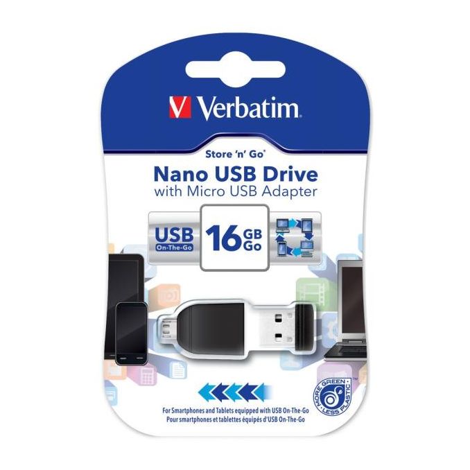 Memorii usb - Memorie stick USB, 2.0, 16GB, cu adaptor, Verbatim