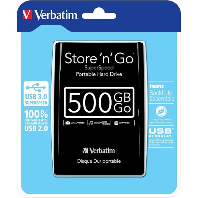 Hard disk-uri (HDD) - Hard disk extern (HDD), USB 3.0, 2.5inch, 500GB, negru, Verbatim Hard disk-uri (HDD) - Hard disk extern (HDD), USB 3.0, 2.5inch, 500GB, negru, Verbatim