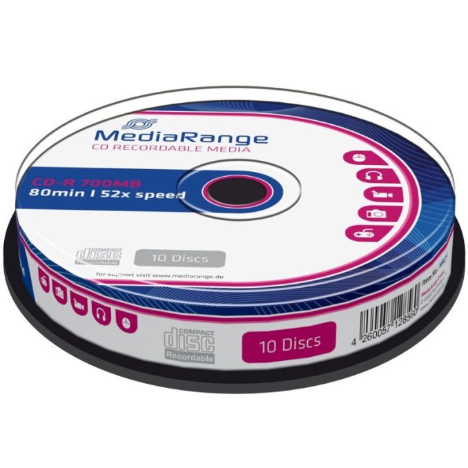 Discuri optice - CD-R, 700MB/80min, 52x, 10 buc/set, MediaRange
