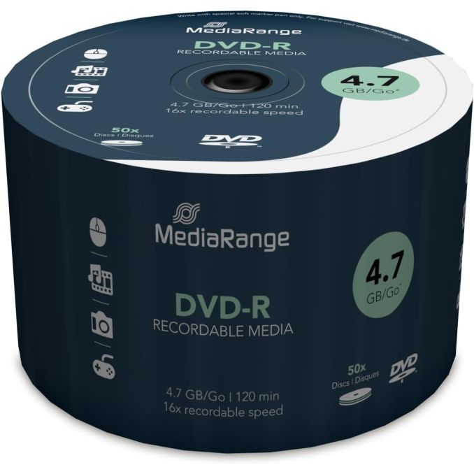 Discuri optice - DVD-R, 4.7GB, 16x, 50 buc/set, MediaRange Discuri optice - DVD-R, 4.7GB, 16x, 50 buc/set, MediaRange