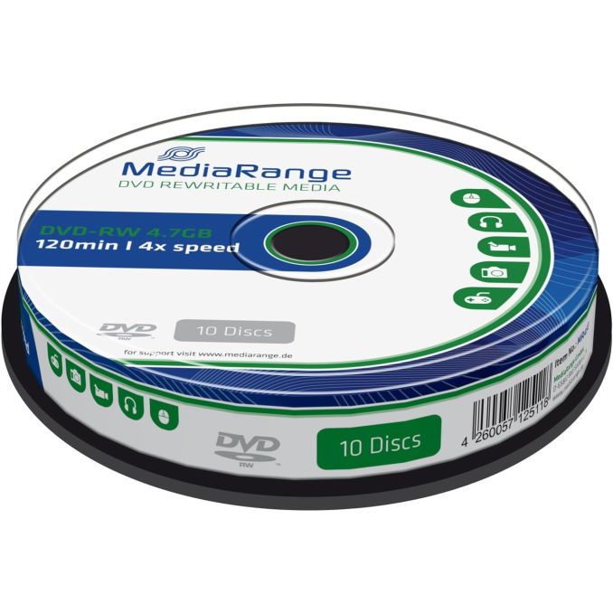Discuri optice - DVD-RW, 4.7GB, 4x, 10 buc/set, MediaRange Discuri optice - DVD-RW, 4.7GB, 4x, 10 buc/set, MediaRange