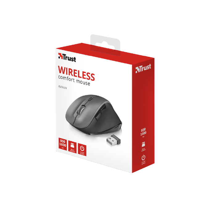 Periferice PC - Mouse wireless, 1600 dpi, negru, Trust Periferice PC - Mouse wireless, 1600 dpi, negru, Trust