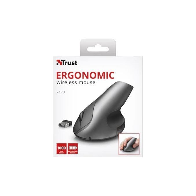 Periferice PC - Mouse wireless, ergonomic, negru, Trust Varo