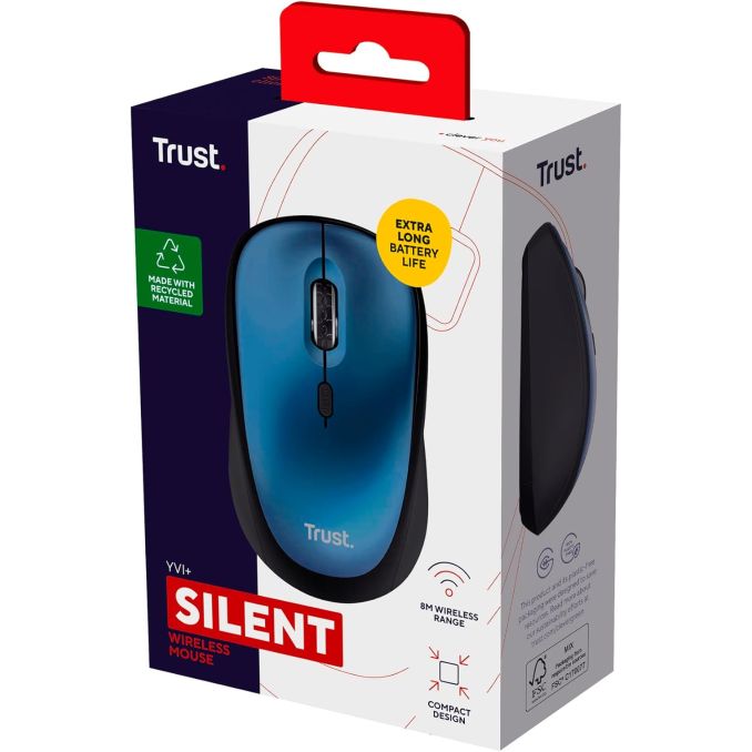 Periferice PC - Mouse wireless, 1600 dpi, albastru, Trust Yvi