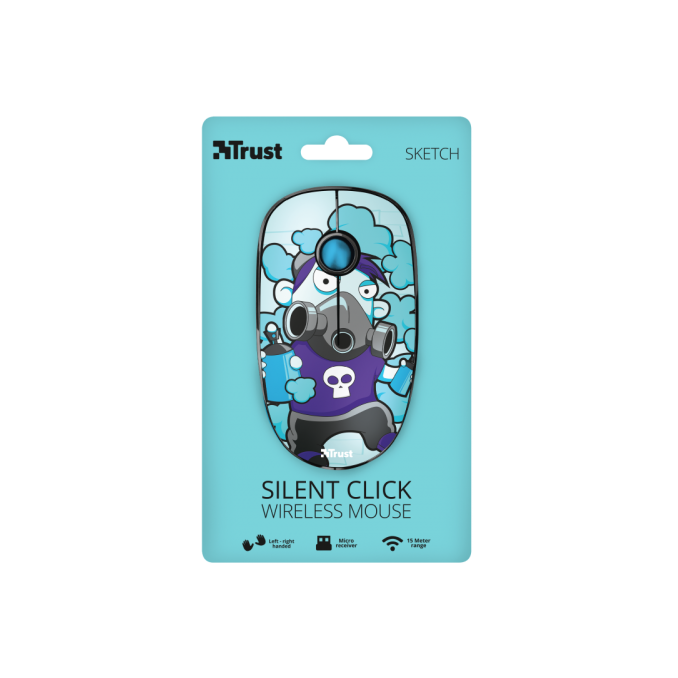 Periferice PC - Mouse wireless, 1800 dpi, multicolor, Trust Silent Click Periferice PC - Mouse wireless, 1800 dpi, multicolor, Trust Silent Click