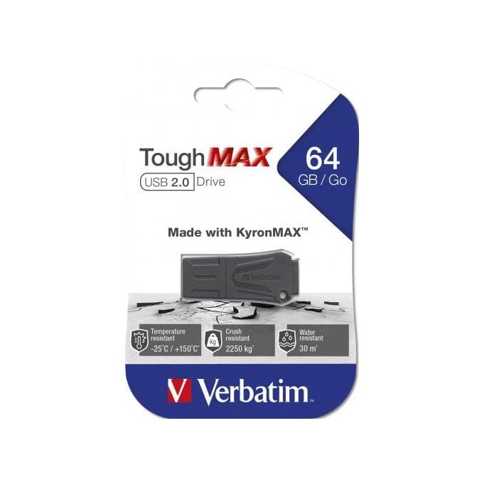 Memorii usb - Memorie stick USB 2.0, 64GB, negru, Verbatim Toughmax