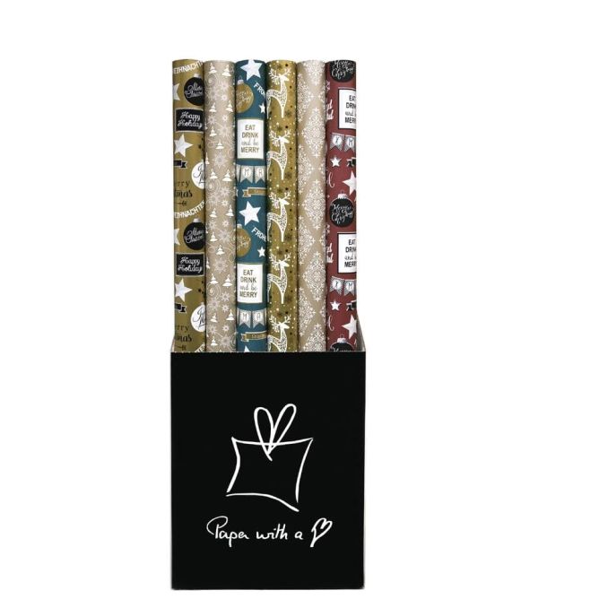 Ambalaje din hartie si carton - Hartie de impachetat cadouri, 70cm x 2m/rola, Rotolux Holiday Season