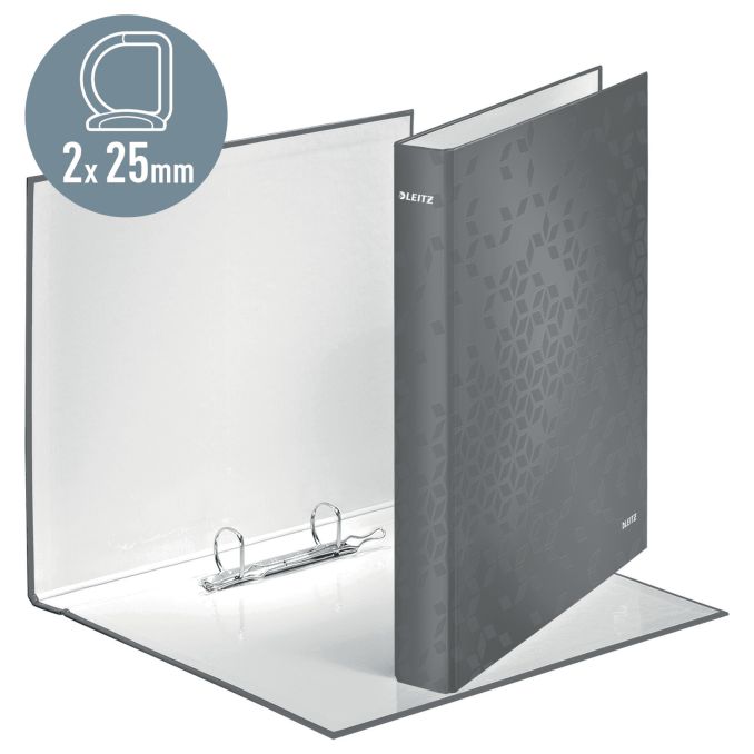 Caiete mecanice - Caiet mecanic A4, 2 inele/D25mm, 40mm, turcoaz metalizat, Leitz WOW
