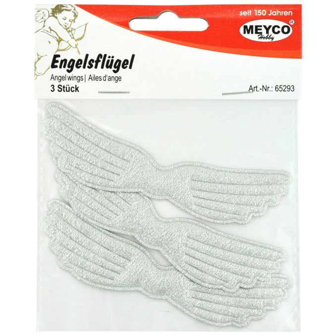 Accesorii creatie, aripi de inger din lurex, 10.3x2cm, 3 buc/set, argintiu, Meyco