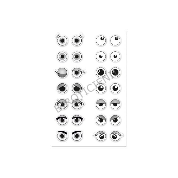 Accesorii creatie, stickere plastic ochi 3D, Ø 10mm, 14 perechi/set, negru, Meyco