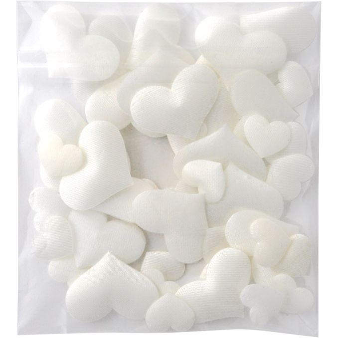 Accesorii creatie, inimi din satin, Ø 13-26mm, 43 buc/set, alb, Meyco Accesorii creatie, inimi din satin, Ø 13-26mm, 43 buc/set, alb, Meyco