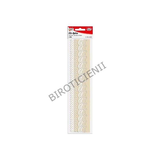 Accesorii creatie, dantela fetru, 2.4/3.0x29.5cm, 1mm, 4 buc/set, alb/crem, Meyco Accesorii creatie, dantela fetru, 2.4/3.0x29.5cm, 1mm, 4 buc/set, alb/crem, Meyco