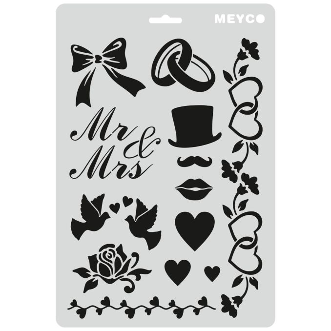 Accesorii creatie, sablon nunta Mr&Mrs, A4 (31x21cm), plastic, Meyco