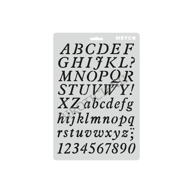 Accesorii creatie, sablon litere si cifre italice, (H) caracter 26mm, A4 (31x21cm), plastic, Meyco