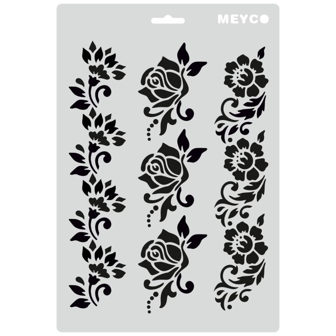 Accesorii creatie, sablon margini florale/trandafiri, A4 (31x21cm), plastic, Meyco Accesorii creatie, sablon margini florale/trandafiri, A4 (31x21cm), plastic, Meyco